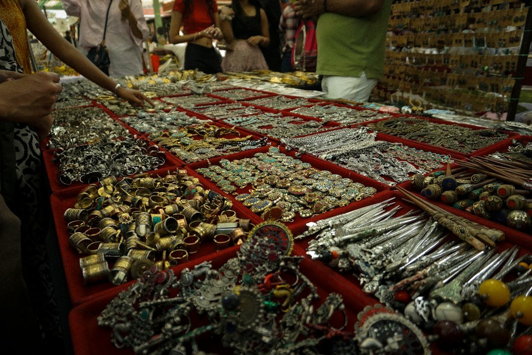 Gold jewellery in a market
