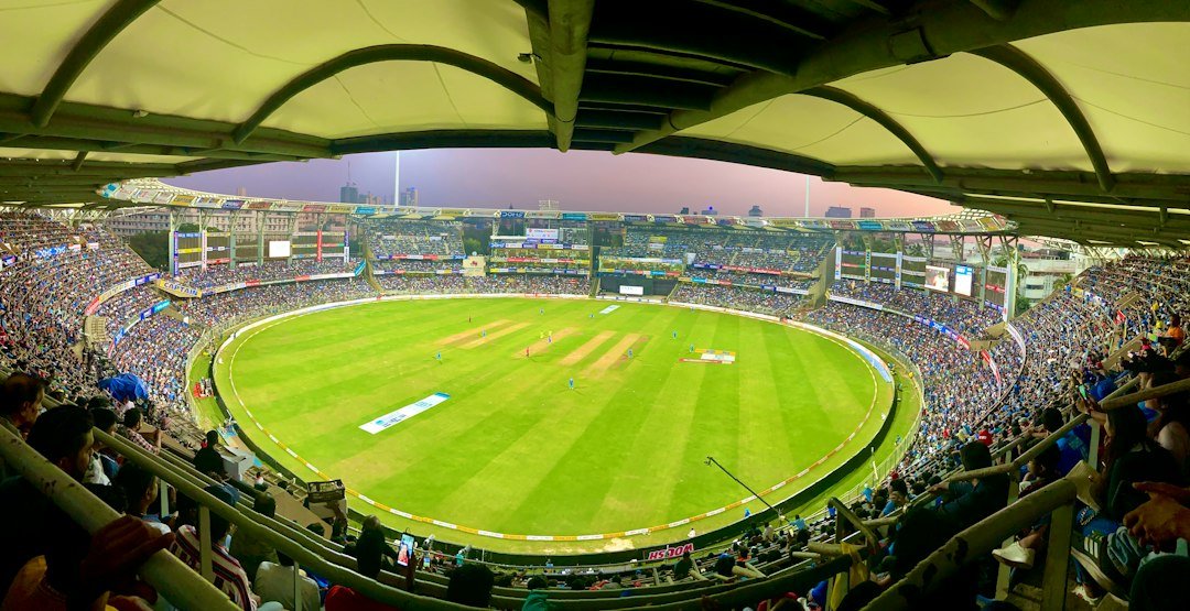 Cricket stadium during a match
