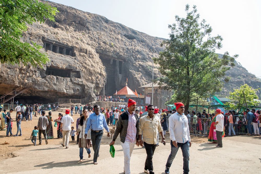 Pilgrims near the Ekvira Devi temple at Karla, Maharashtra